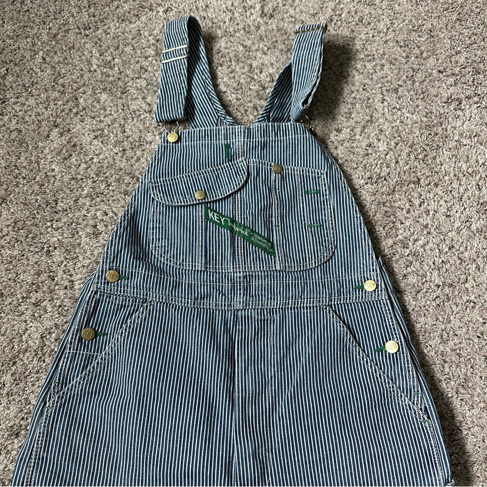 Key Imperial Brand Bib Overalls Hickory Stripe Blue White Size 32X30 Striped